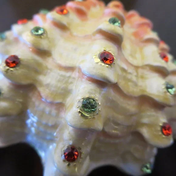 New Rucinni Jeweled Trinket Box Sea Clam Shell With Swarovski Crystals